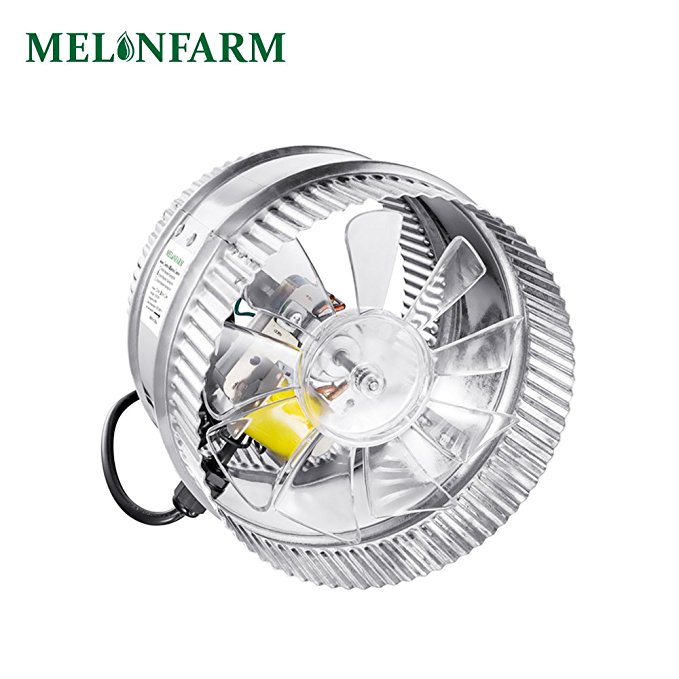 MELONFARM 6 Inch Duct Fan 250 CFM, Low Noise HVAC Metal Booster Blower For Exhaust and Intake Extra Long 6.0’ Grounded Power Cord