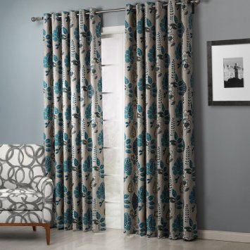 VIVOHOME Window Treatment Double-sided Printed Thermal Insulated Curtain, Two Panels with Grommets, Blue and Light Grey (57.08Wx83.85L inch)