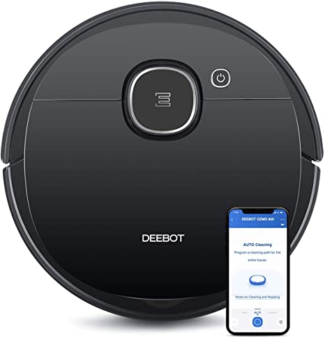 Ecovacs DEEBOT OZMO 920 2-in-1 Vacuuming and Mopping Robot with Smart Navi 3.0 Systematic Cleaning, Multi-Floor Mapping, Works with Alexa, Large, Black