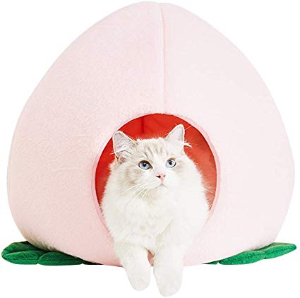 VETRESKA Cat Caves for Indoor Cats Cozy Cave Dog Bed Cat Peach Bed with Removable Washable Cushioned Pillow Blush Pink