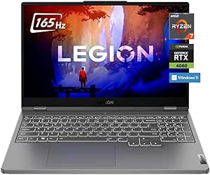 Lenovo Legion 5 15.6" 165Hz WQHD IPS Gaming Laptop, AMD Ryzen 7 7735HS(3.20GHz), NVIDIA GeForce RTX 4060, 32GB RAM 1TB SSD, Wi-Fi 6, Bluetooth, Win11, Storm Gray, W/GaLiMu