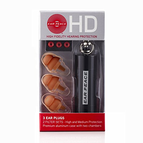 EarPeace HD Ear Plugs - High Fidelity Hearing Protection for Concerts & Music Professionals (Black/Brown)