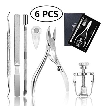 Upgraded 6Pcs/set Ingrown Toenail Tools Kit, Premium Nail Treatment Foot Tool, Ingrown Toenail Removal Correction Clippers, Surgery Grade Ingrown Toe Nail File and Lifter (Ingrown Toenail Tools)