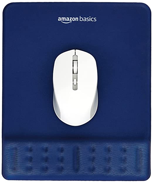 AmazonBasics Gel Mouse Pad Wrist Rest Memory-Foam Ergonomic Design | Cushion Wrist Support & Pain Relief | Suitable for Gaming, Computer, Laptop, Home & Office Anti-Slip Rubber Base (Blue)