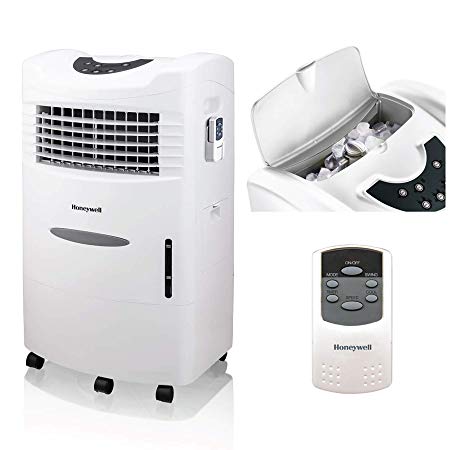 Honeywell 470-659CFM Portable Evaporative Cooler, Fan & Humidifier with Ice Compartment & Remote, CL201AEW, White