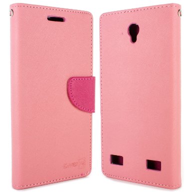 ZTE ZMAX 2 Case, CoverON® [CarryAll Series] Flip Folio Card Slot Pouch Cover   Strap   Stand Wallet Case For ZTE ZMAX 2 - Light Pink & Hot Pink