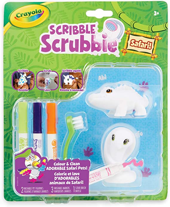 CRAYOLA 45283 Scribble Scrubbie Safari Animals, Crocodile and Cobra, Holiday Toys, 2 Count, Age 3, 4, 5, 6