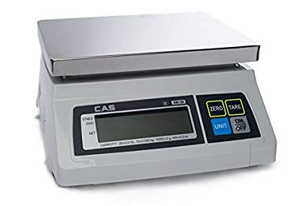 CAS SW-10 Food Service Scale, 10 x 0.005 lbs, Kg/g/Oz/Lb Switchable, Single Display, Legal for Trade