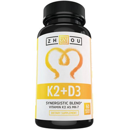 Vitamin K2 (MK7) with D3 Supplement - Vitamin D & K Complex for Strong Bones and a Healthy Heart - 5000 IU of Vitamin D3 & 90 mcg of Vitamin K2 MK-7 - 60 Small & Easy to Swallow Vegetable Capsules