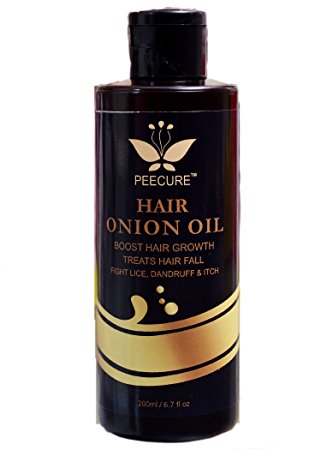 Peecure Onion Hair Growth Oil Hair Treatment For Damage Hair,Hair Fall with Argan Oil, Jojoba Oil, Bhringraj, Shea Butter (200 ml)