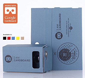 I AM CARDBOARD® 45mm Focal Length Virtual Reality Google Cardboard with Printed Instructions and Easy to Follow Numbered Tabs (WITHOUT NFC) - BLUE