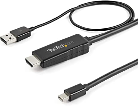 StarTech.com 3ft (1m) HDMI to Mini DisplayPort Cable 4K 30Hz - Active HDMI to mDP Adapter Converter Cable with Audio - USB Powered - Mac & Windows - Male to Male Video Adapter Cable (HD2MDPMM1M)