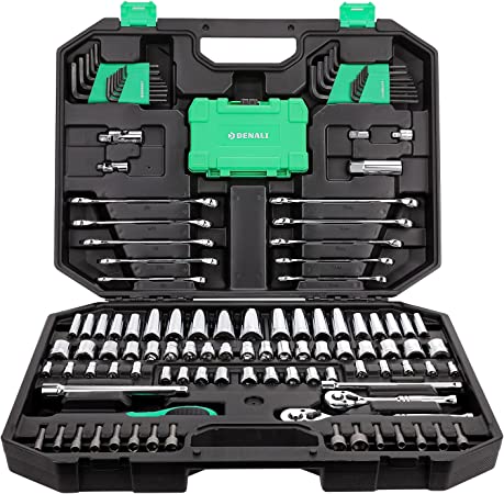 Amazon Brand - Denali 142-Piece Mechanics Tool Kit and Socket Set