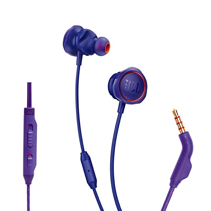 JBL Quantum 50 Wired in-Ear Gaming Headphone with Twistlock Technology, Inline Voice Focus Microphone and Master Volume Slider (Purple)