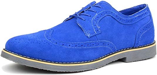 alpine swiss Beau Mens Dress Shoes Genuine Suede Wing Tip Brogue Lace Up Oxfords