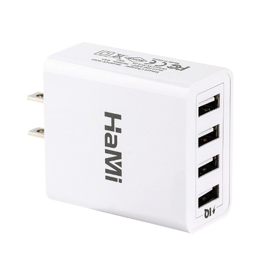 Wall Charger, HaMi 21W 4.2A 4-port USB Charger Power Adapter Travel Charger Charging Station 2.4A Each Port for Apple Iphone 6/6s/plus/5/5s, Ipad, Samsung, Nexus, HTC, Tablet and More (White)