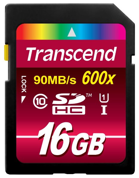 Transcend 16GB SDHC Class 10 UHS-1 Flash Memory Card Up to 90MB/s (TS16GSDHC10U1E)