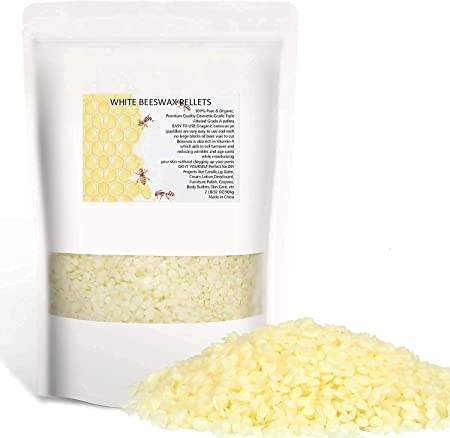 White Beeswax Pellets Cosmetics Grade Candle Making DIY Wax for candle making (5LB) 100% Pure & Organic, Premium Quality Cosmetic Grade Triple Filtered Grade A pellets.