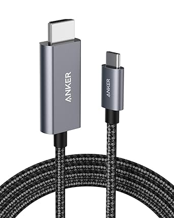 Anker USB C to HDMI Cable for Home Office 6ft, Type C to HDMI Adapter Cable 4K 60Hz for MacBook Pro, iPad Pro, Samsung Galaxy S20/ S10, Dell XPS 13/ 15, and More [Thunderbolt 3 Compatible]