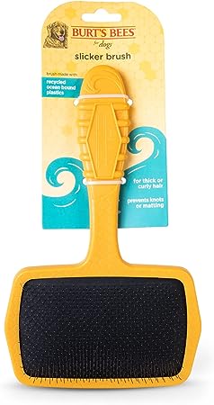 Burt's Bees for Pets Large Slicker Brush for Dogs with Thick or Curly Hair with Handle Made from 100% Ocean Bound Recycled Plastic | De-Shedding Dog Brush Removes Knots and Light Matting, 9 Inch