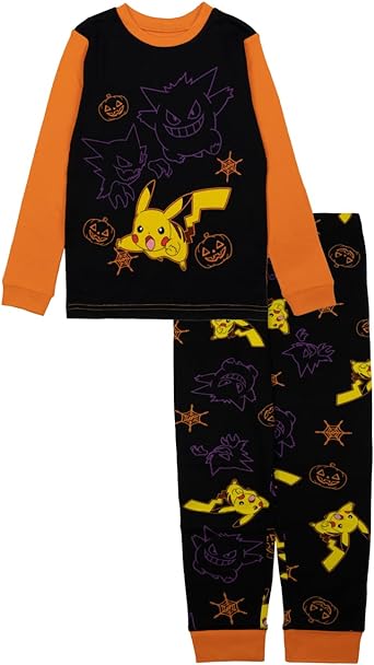 Pokemon Big Boys’ Spooky Team 2-Piece Snug-fit Pajama Set