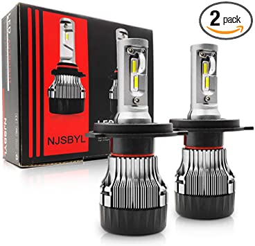 NJSBYL H4 LED Headlight Bulb 9003 Bright 60W 6500K 10000LM 2121 HS1 P43T Motorcyle HB2 Headlight Bulbs High Low Beam Cars Led Conversion (2 Packs)