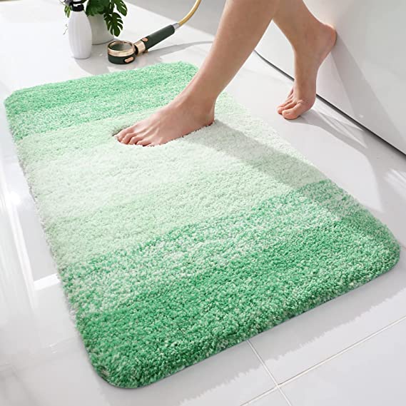 Olanly Luxury Bathroom Rug Mat, Extra Soft and Absorbent Microfiber Bath Rugs, Non-Slip Plush Shaggy Bath Carpet, Machine Wash Dry, Bath Mats for Bathroom Floor, Tub and Shower, 24x36, Green