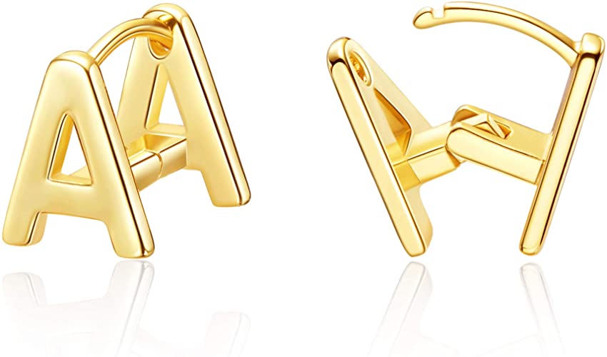 Initial Stud Earrings for Women 14K Gold Plated 26 Letters A-Z Earrings Valentine's Day Jewelry Gifts