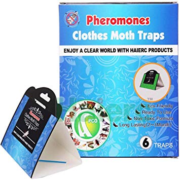 Kitchen Wonders Powerful Clothes Moth Trap 6-Pack with Premium Pheromone Attractant Formula Natural Odor-Free Non -Toxic with No Insecticides Clothes Saver Best Solution for Closet.