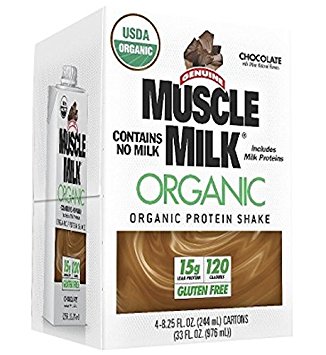 Genuine Muscle Milk Organic Protein Shake Chocolate Gluten Free 4-8.25 Oz Cartons