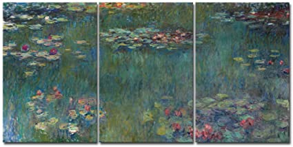 Wieco Art Water Lilies Canvas Prints Wall Art of Claude Monet Famous Oil Paintings Reproduction Artwork 3 pcs Large Classic Flower Lake Pictures Giclee Artwork for Bedroom Living Room Home Decorations