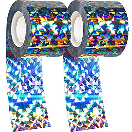 Boao 2 Pack Bird Repellent Device Bird Deterrent Tape Double-Sided Reflective Scare Bird Tape for Home, Garden and Farm, 565 Feet Long in Total
