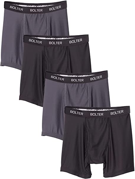 Bolter Men's Nylon Spandex Performance Boxer Briefs 4-Pack