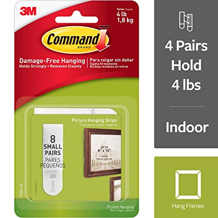 Command Picture Hanging Strips, Small, White, 8-Pairs (17205-ES)