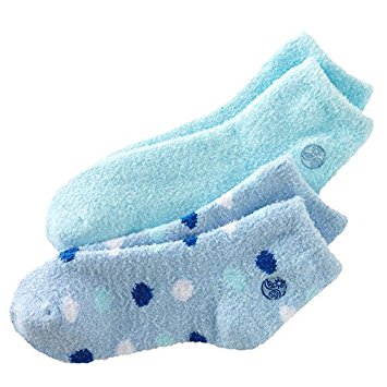 Earth Therapeutics Aloe Socks, 2 Pair Per Package (Light Blue, White Dark Blue, and Aqua Dots)