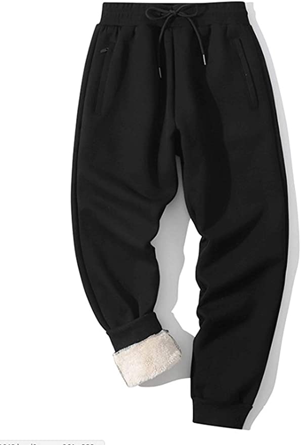 Haellun Men's Winter Fleece Sherpa Lined Sweatpants Active Running Jogger Pants