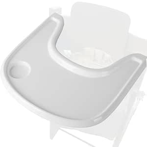 Baby High Chair Tray Compatible with Stokke Tripp Trapp Chair with Cup Holder - Smooth Surface and Strong Suction - Made with Food-Safe Plastic (BPA BPS BPF Lead and Phthalate Free) - White