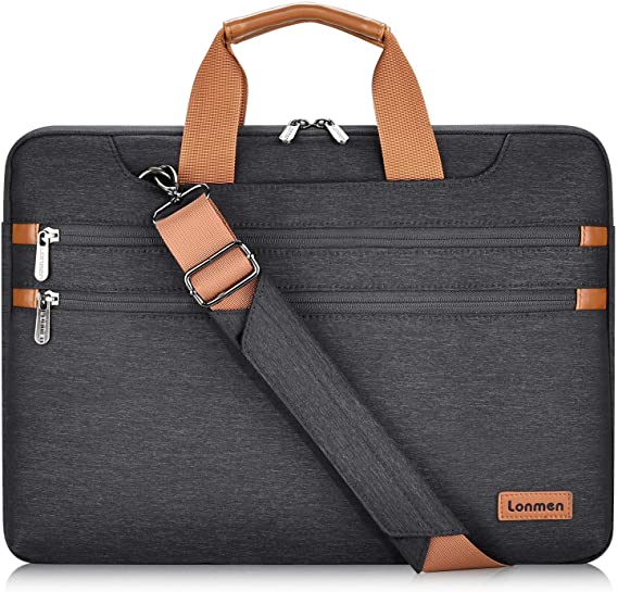 LONMEN 17.3 Inch Laptop Shoulder Bag,Computer Sleeve Carrying Case for 17.3" Lenovo IdeaPad 330 / Dell Inspiron 17 5000 / HP Pavilion / Acer / MSI / ASUS (Black)