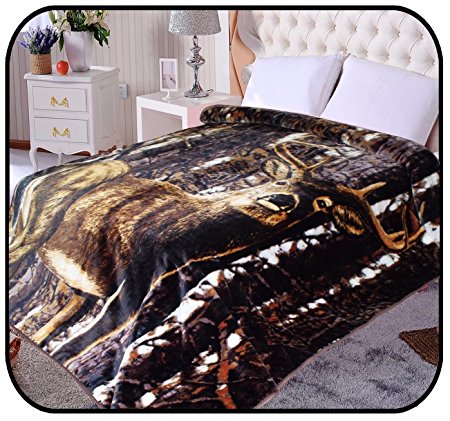 Deer Throw Blanket,90"Hx75"W, Animal Mink blanket, Korean blanket Comfy, Safari , Traveling, Camping ,Hiking, Bed blanket, and Couch, TV. by Hiyoko