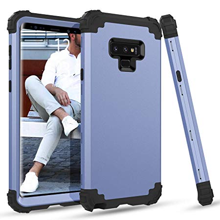 BENTOBEN Case for Samsung Note 9, 3 in 1 Hybrid Hard PC Soft Rubber Heavy Duty Rugged Bumper Shockproof Anti Slip Three Layers Full Body Protective Phone Cover for Samsung Galaxy Note 9, Light Blue