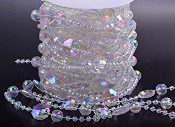 KAOYOO 10M Clear Beads Octagonal Beads with a Diameter of 14mm and Two Types of Ball Beads by The Roll for Wedding Party Decoration(Colorful)