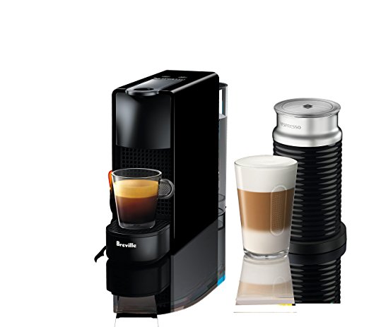 Nespresso Essenza Mini Espresso Machine by Breville with Aeroccino, Piano Black