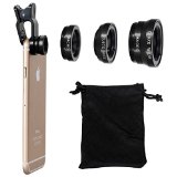 XCSOURCE Clip 180 Degree Fish Eye Lens  Wide Angle  Micro Lens Kit for iPhone 4 4S 4G 5 5G 5S Samsung Galaxy S3 i9300 S4 i9500 cell phone Black DC264B