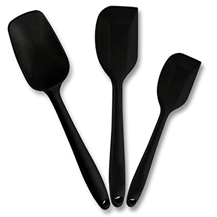 Spatula,Xpener Heat Resistant Silicone Kitchen Utensils Set for Baking, Cooking & More,Black (3 Piece)