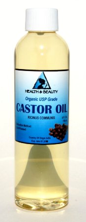 Castor Oil USP Grade Organic Cold Pressed Pure Hexane Free 4 oz