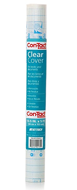 Con-Tact Brand Clear Adhesive Protective Liner Covering for Books and Documents, 13.5-Inches x 5-Feet