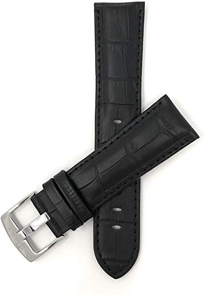 Bandini Mens Leather Watch Band Strap - Alligator Pattern - with or Without Stitch - 8 Colors - 18mm, 20mm, 22mm, 24mm, 26mm