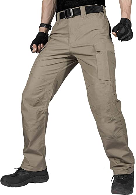 FREE SOLDIER Men's Water Resistant Pants Relaxed Fit Tactical Combat Army Cargo Work Pants with Multi Pocket