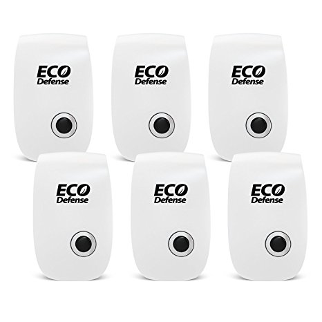 Eco Defense Ultrasonic Pest Repeller - 6 Pack - Repels Mice, Rats, Roaches, Spiders, & Other Insects - Home Pest Control Solution