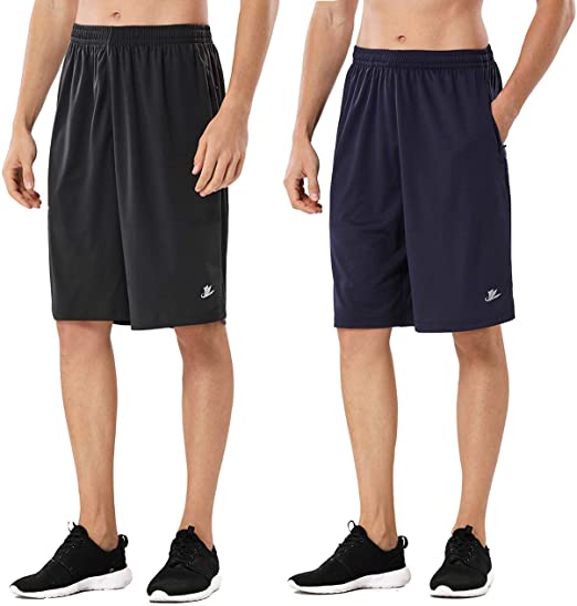 Devoropa Men's Athletic Basketball Shorts Loose-Fit Performance Sports Workout Shorts Zipper Pockets